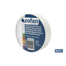 CINTA AISLANTE 180 Micras BLANCA 19mmX20 Metros venta unitaria (PACK: 1 UDS)