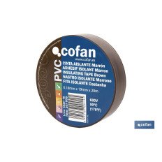 CINTA AISLANTE 180 Micras MARRON 19mmX20 Metros venta unitaria (PACK: 1 UDS)
