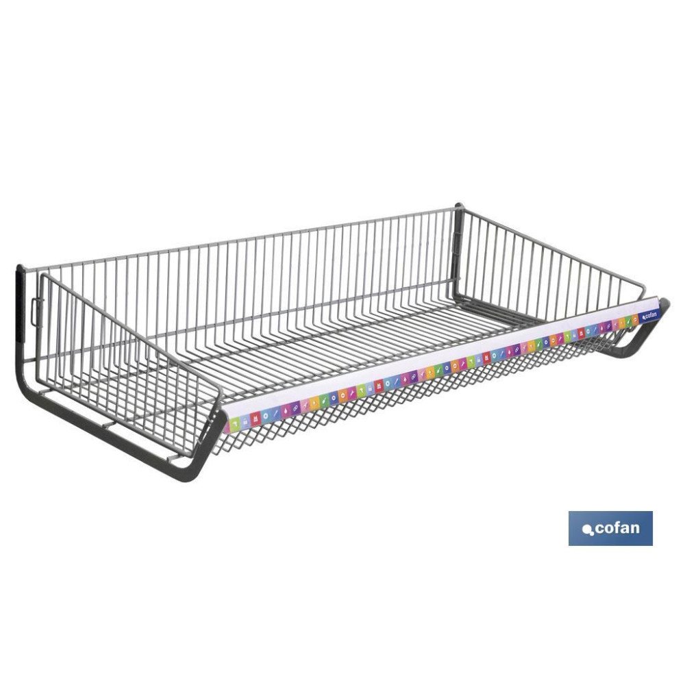 CESTO CON EXTREMOS PARA EXPOSITOR 1000X480mm + PORTAPRECIOS (PACK: 2 UDS)