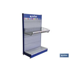 CESTO CON EXTREMOS PARA EXPOSITOR 1000X480mm + PORTAPRECIOS (PACK: 2 UDS)