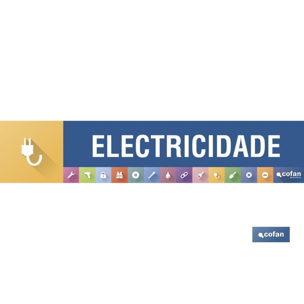 SEÑALETICA IMANTADA PORTUGUES PARA EXPOSITOR 975 X 200 MM - ELECTRICIDADE (PACK: 1 UDS)