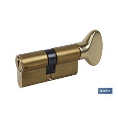 CILINDRO CON POMO DE LATÓN 30/40 - LEVA LARGA (PACK: 1 UDS)