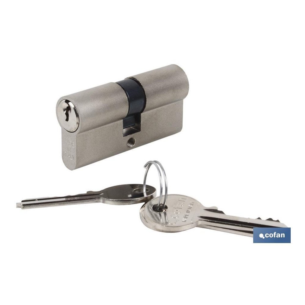 Cilindro 30/30 Llaves Iguales- Leva Larga- Níquel Mate (AAA) (PACK: 1 UDS)