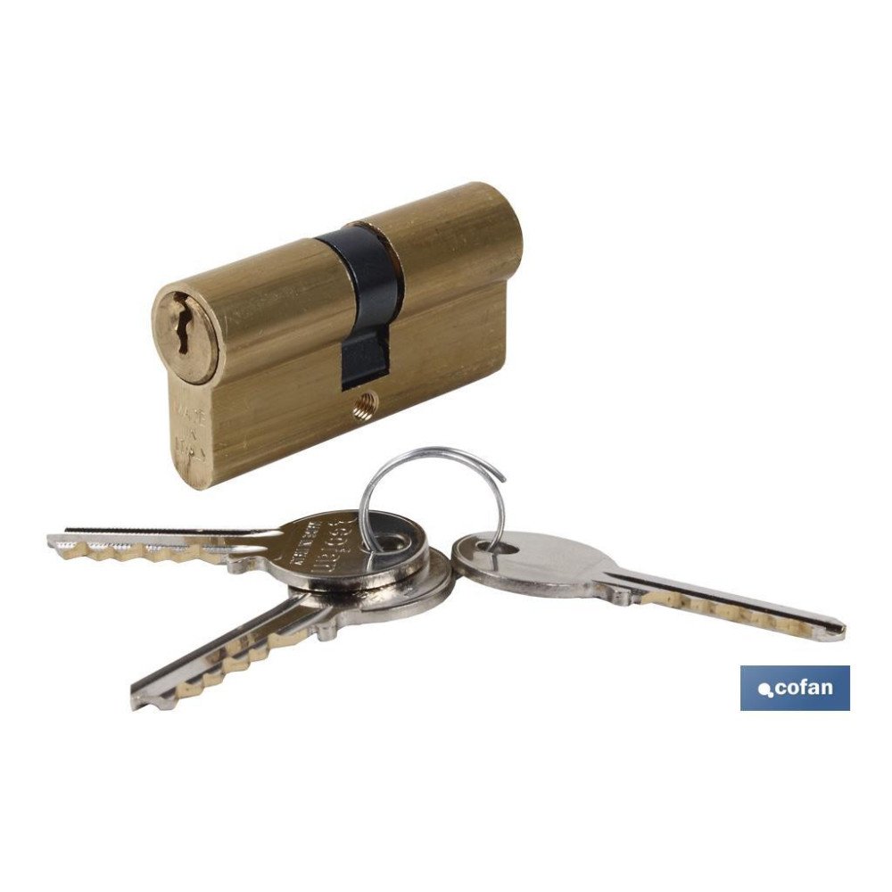 Cilindro30/40 Llaves Iguales Leva Larga Latón (BBB) (PACK: 1 UDS)