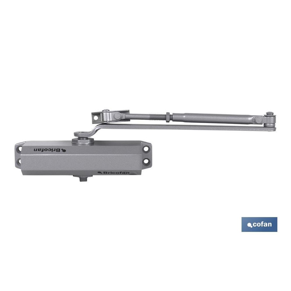 Cierrapuertas con retención-40/65KGS-Acabado Plata (PACK: 1 UDS)