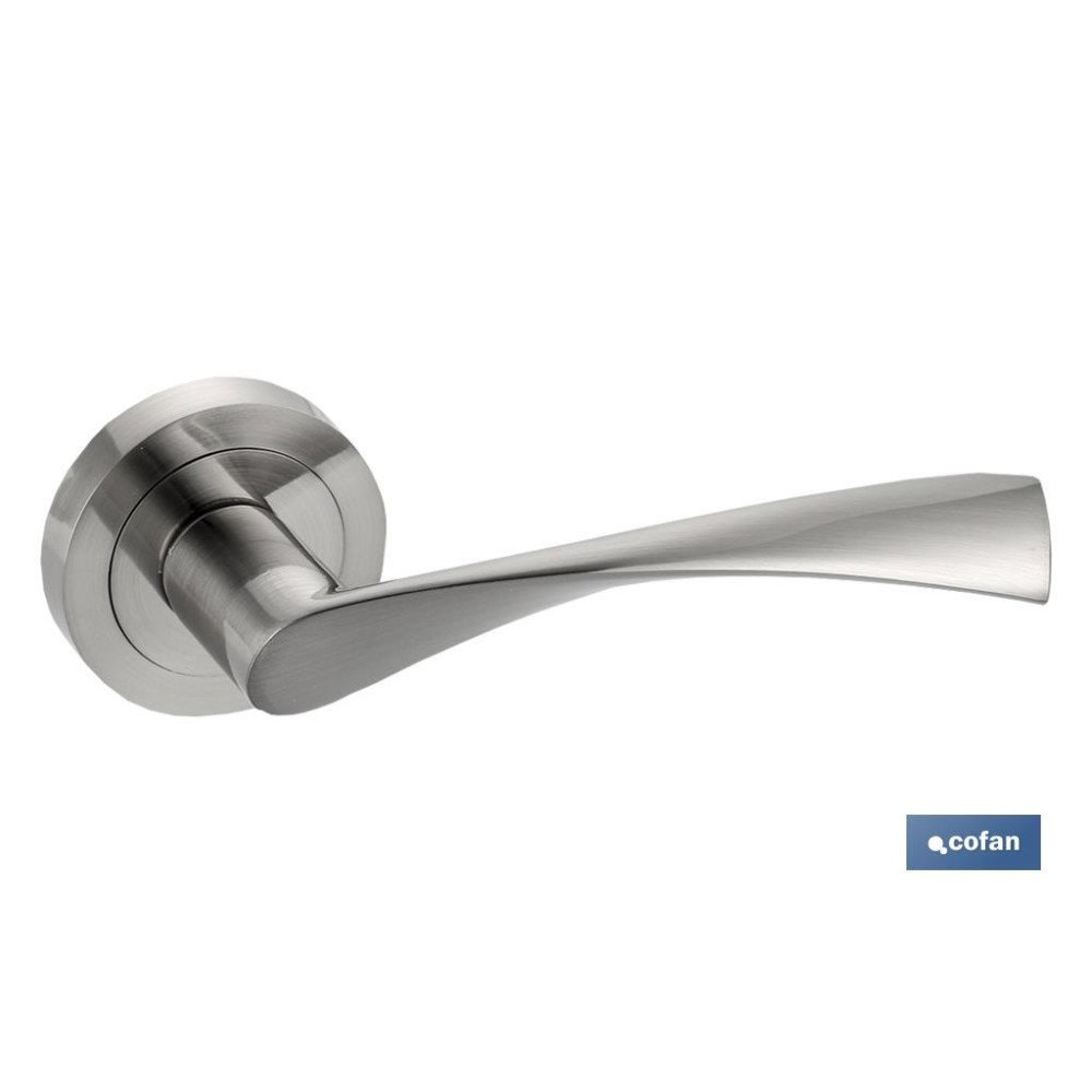 JUEGO MANIVELA ALUMINIO ROMA ROSETA REDONDA NIQUEL (PACK: 1 UDS)
