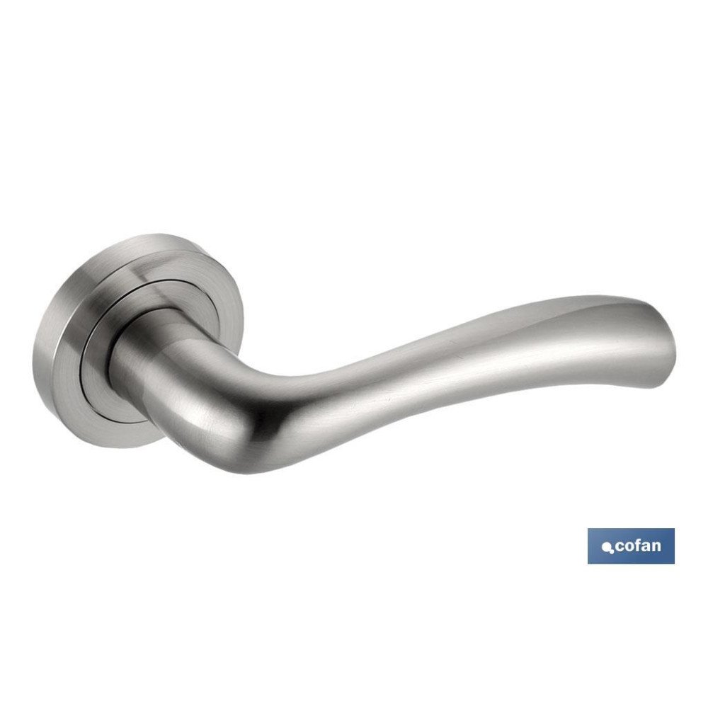 JUEGO MANIVELA ALUMINIO OSLO ROSETA REDONDA NIQUEL (PACK: 1 UDS)