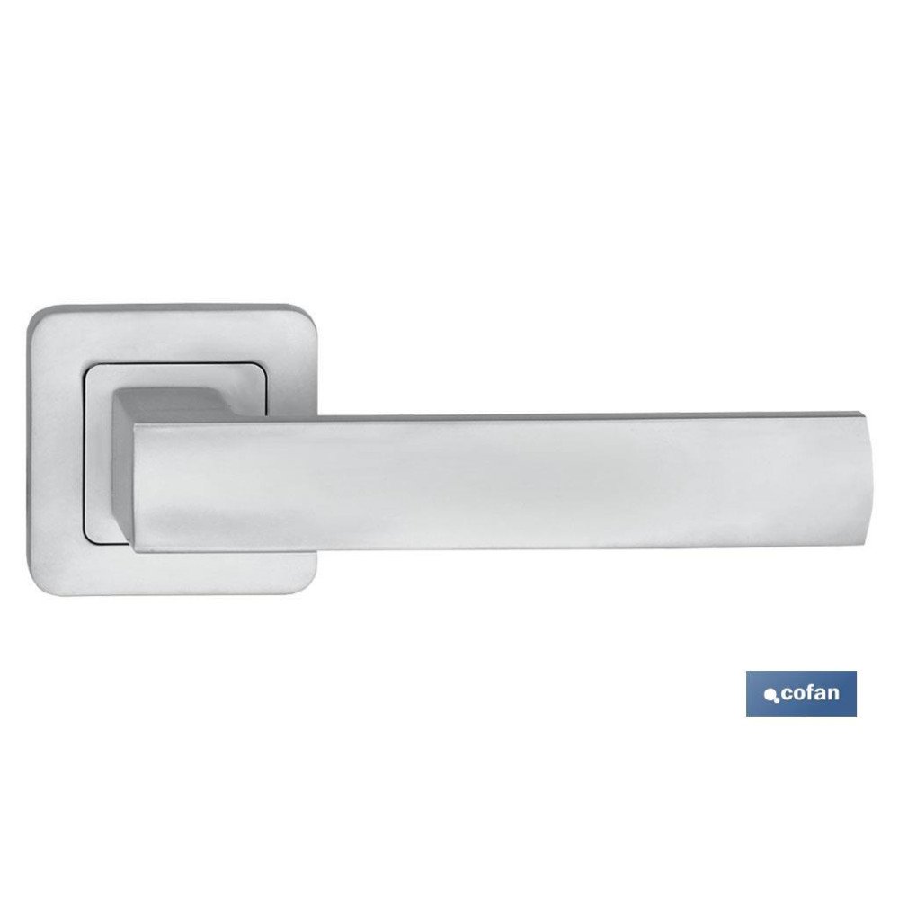 JUEGO MANIVELA ALUMINIO BERLÍN ROSETA CUADRADA NIQUEL (PACK: 1 UDS)