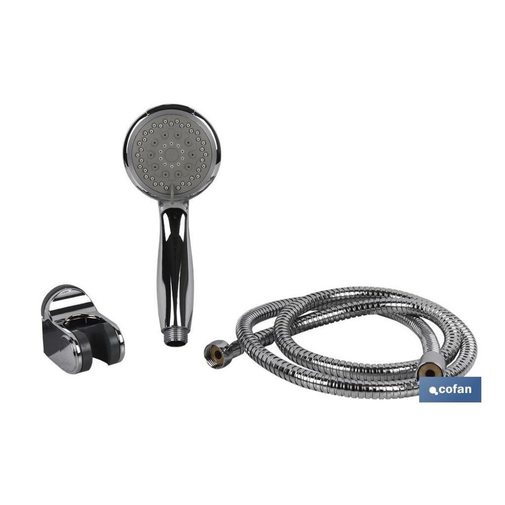KIT DUCHA 5 FUNCIONES (MANGO+FLEXO+COLGADOR) (PACK: 1 UDS)