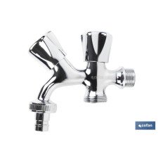 PACK DE 2 GRIFOS DE DOBLE SALIDA DE  AGUA PARA LAVADORA / LAVAVAJILLAS (PACK: 1 UDS)