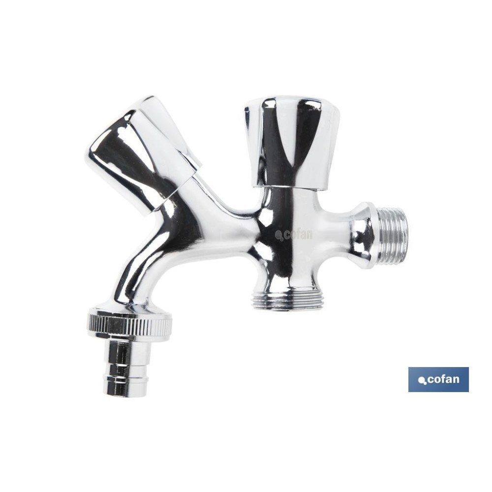 PACK DE 2 GRIFOS DE DOBLE SALIDA DE AGUA PARA LAVADORA / LAVAVAJILLAS (PACK: 1 UDS)