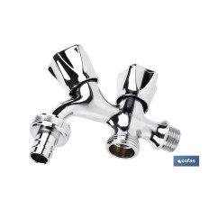 PACK DE 2 GRIFOS DE DOBLE SALIDA DE  AGUA PARA LAVADORA / LAVAVAJILLAS (PACK: 1 UDS)