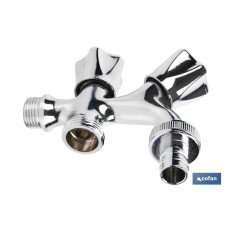 PACK DE 2 GRIFOS DE DOBLE SALIDA DE  AGUA PARA LAVADORA / LAVAVAJILLAS (PACK: 1 UDS)