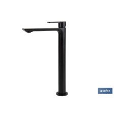 GRIFO ALTO MONOMANDO PARA LAVABO NEGRO MATE MODELO KERCH  25mm (PACK: 1 UDS)