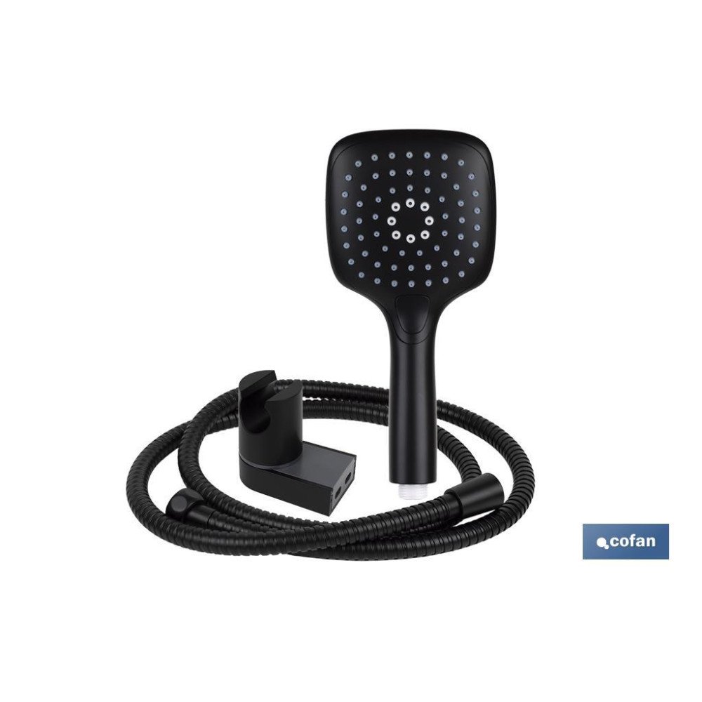 KIT DE DUCHA MANGO+FLEXO+SOPORTE NEGRO (PACK: 1 UDS)