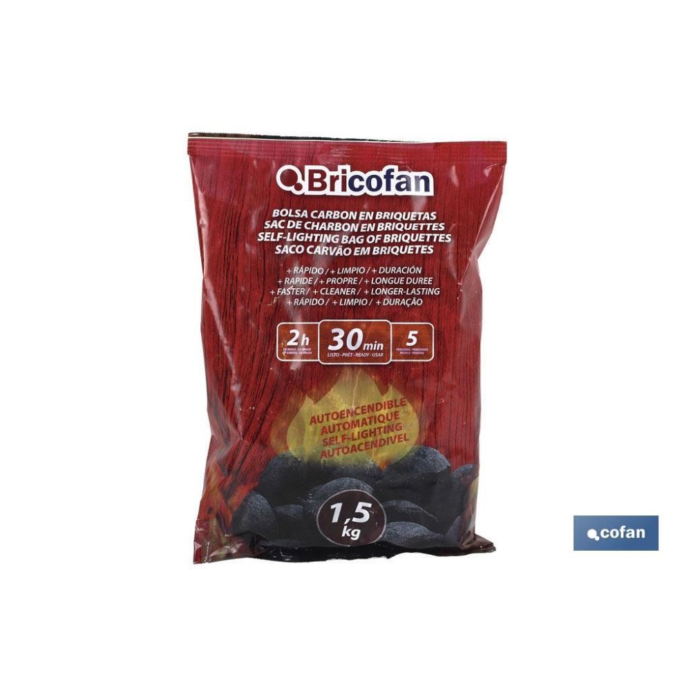 BOLSA CARBON EN BRIQUETAS AUTOENCENDIBLE 1,5 Kgs (PACK: 1 UDS)