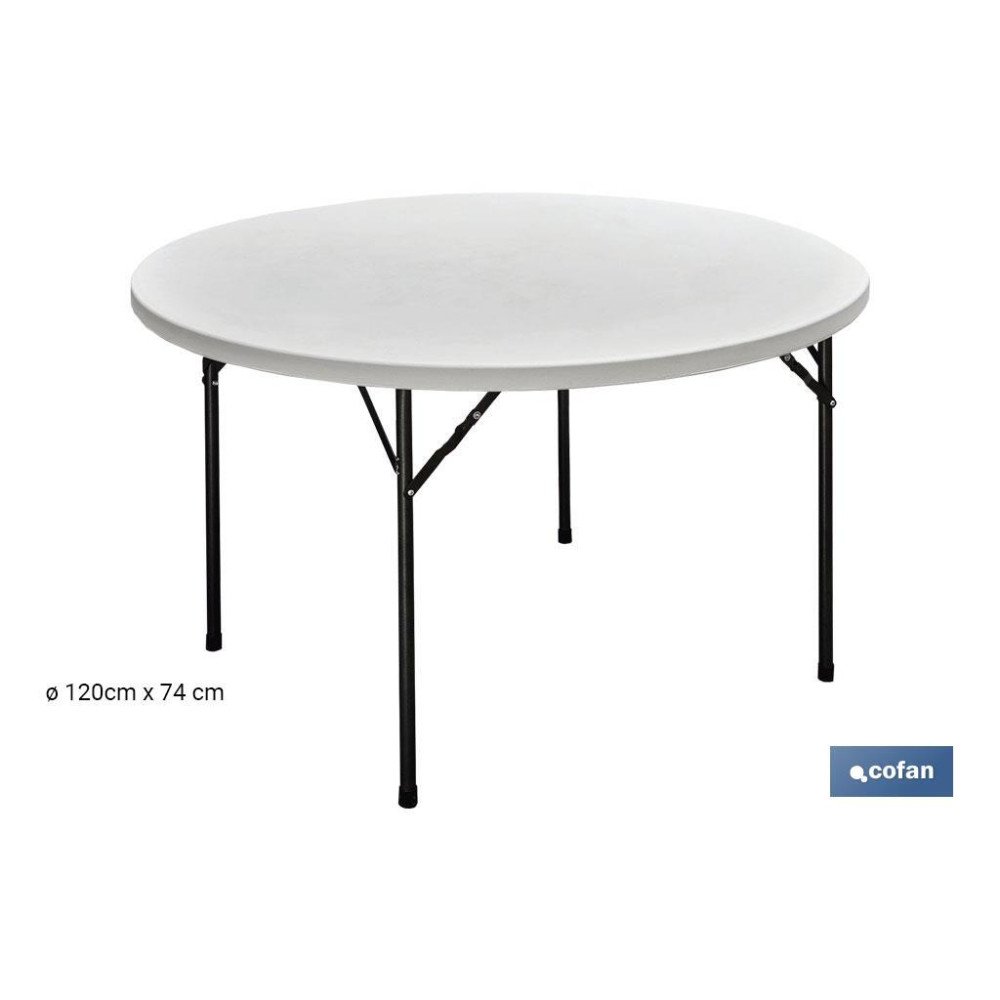 MESA REDONDA PLEGABLE BLANCA 120X74CM (PACK: 1 UDS)