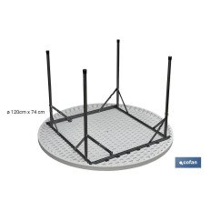 MESA REDONDA PLEGABLE BLANCA 120X74CM (PACK: 1 UDS)