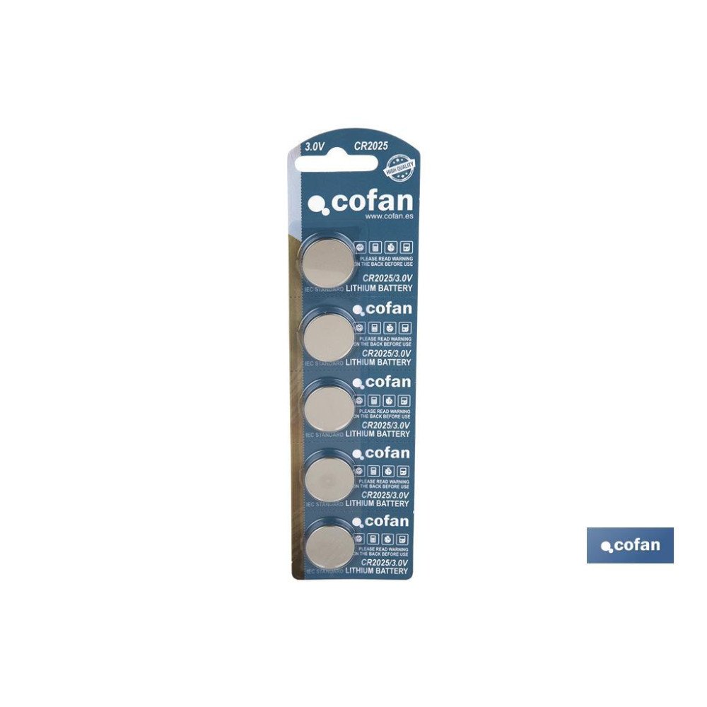 PILA BOTÓN CR2025/3,0V VENTA UNITARIA (PACK: 5 UDS)
