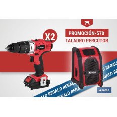 PACK DE TALADRO PERCUTOR (2 UDS.) Y ALTAVOZ BLUETOOTH (PACK: 1 UDS)