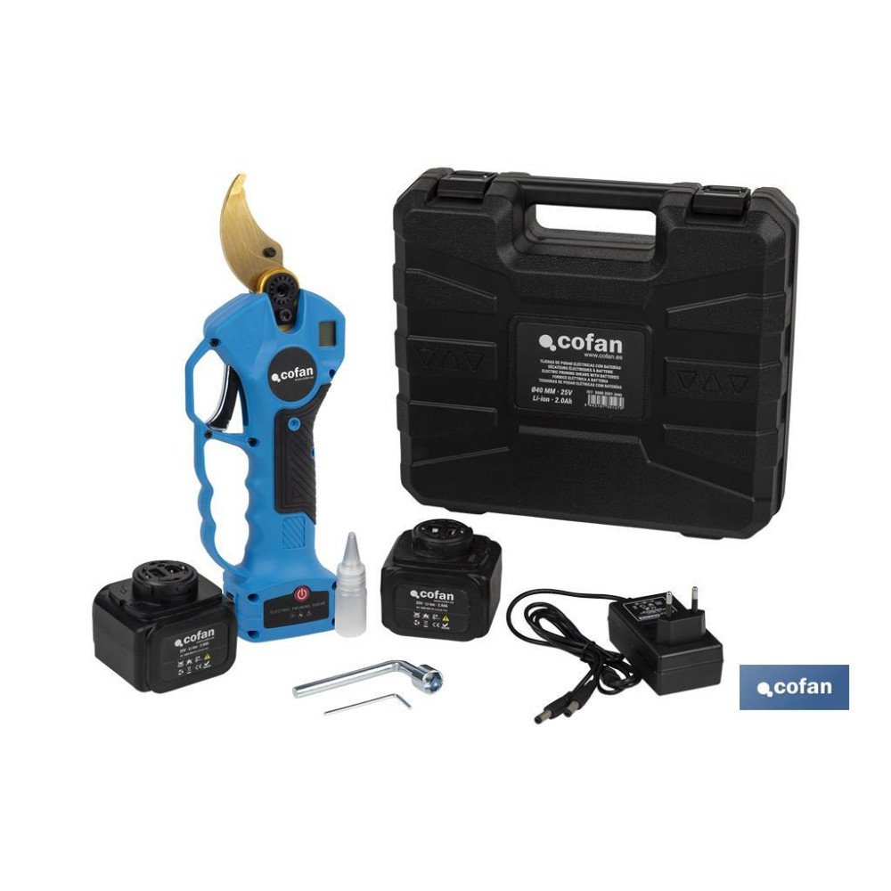 TIJERAS DE PODAR ELÉCTRICAS CON BATERÍAS Ø40 MM Li-ion 25V 2Ah (PACK: 1 UDS)