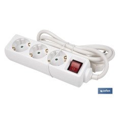 BASE MÚLTIPLE 3T. 1,4M CABLE C/INT. (16A-250V) (PACK: 1 UDS)