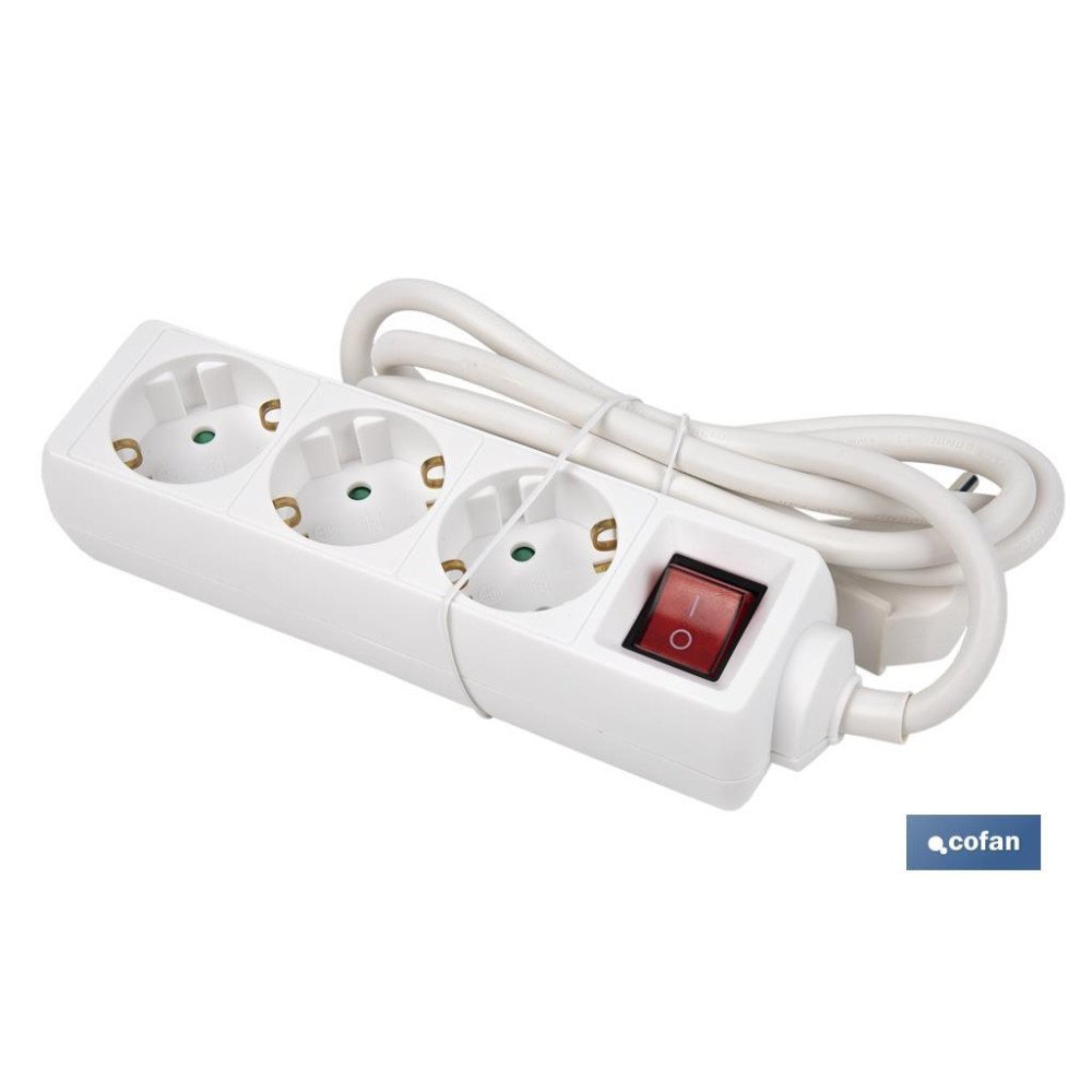 BASE MÚLTIPLE 3T. 1,4M CABLE C/INT. (16A-250V) (PACK: 1 UDS)