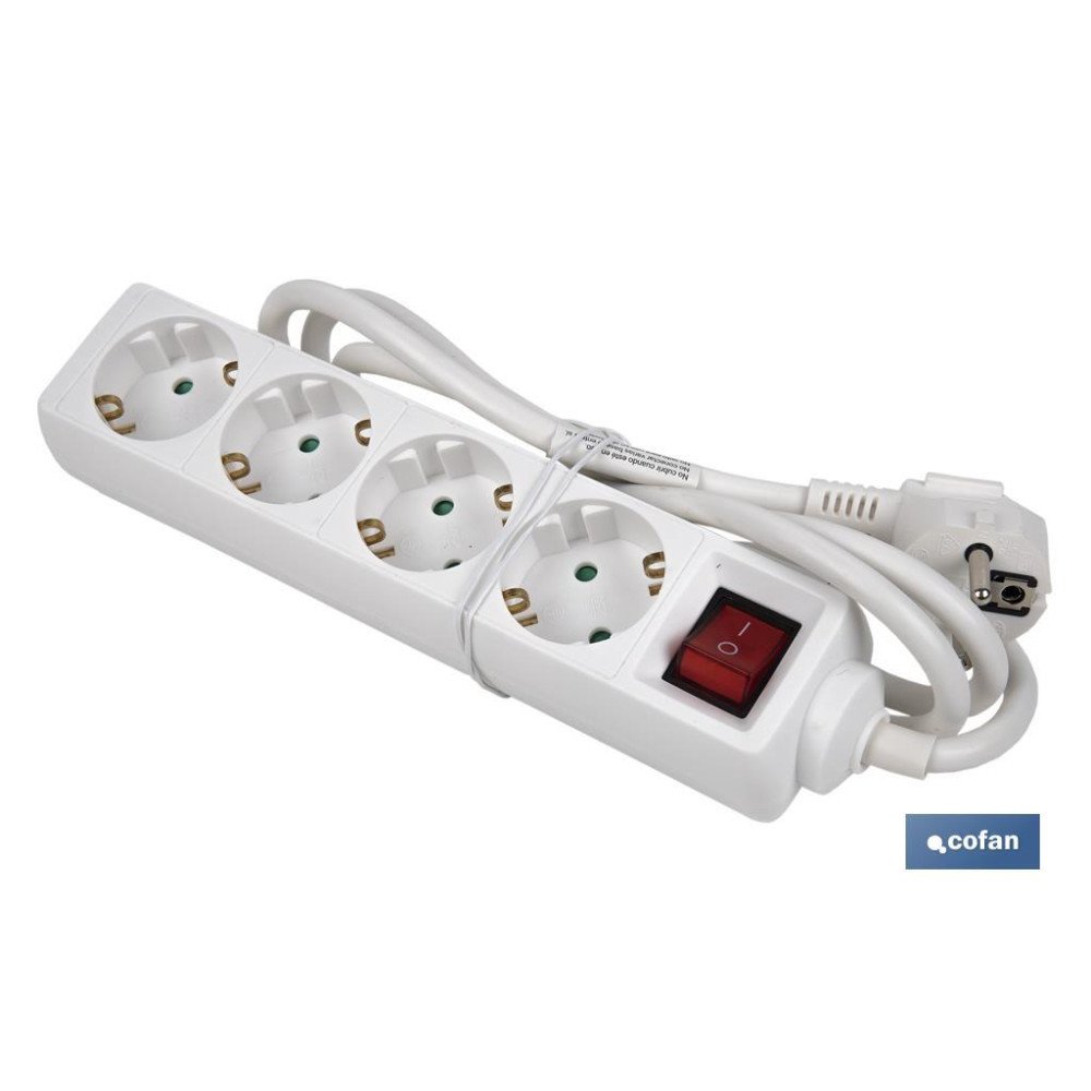 BASE MÚLTIPLE 4T. 1,4M CABLE C/INT. (16A-250V) (PACK: 1 UDS)