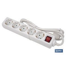 BASE MÚLTIPLE 5T. 1,4M CABLE C/INT. (16A-250V) (PACK: 1 UDS)