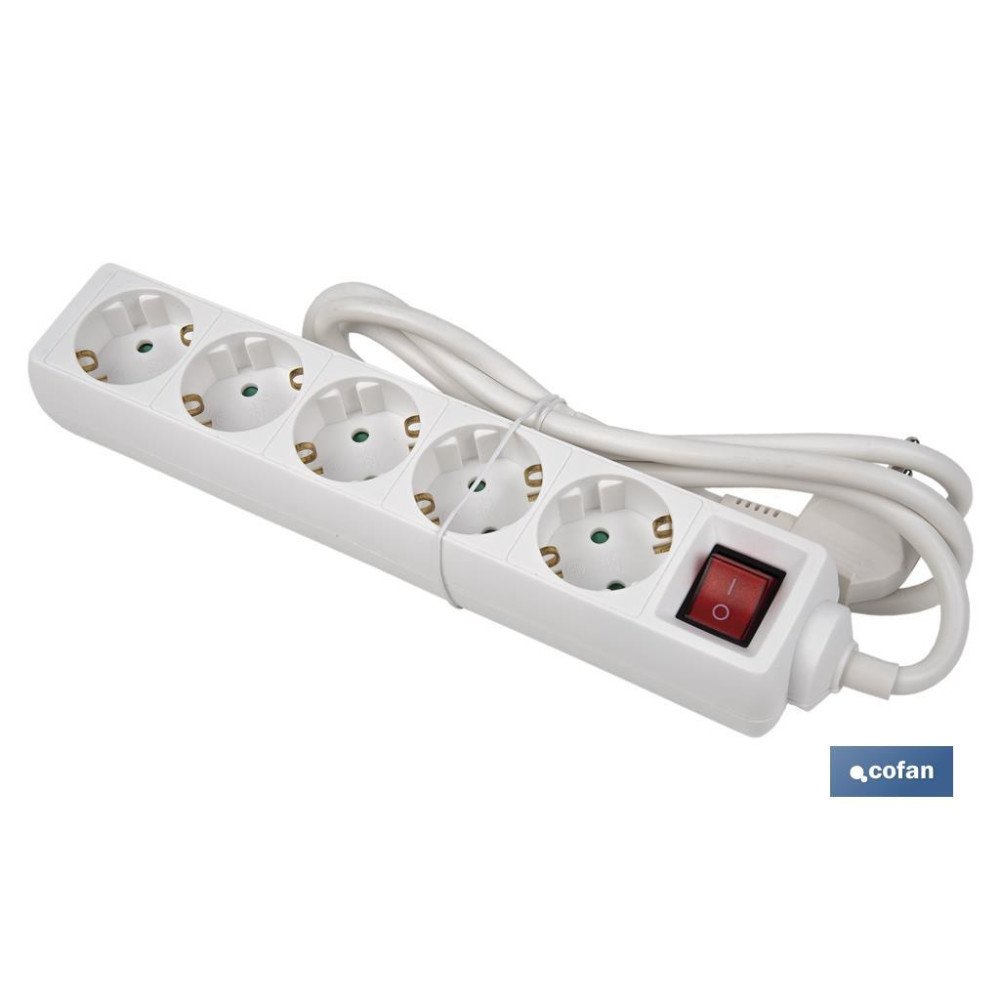 BASE MÚLTIPLE 5T. 1,4M CABLE C/INT. (16A-250V) (PACK: 1 UDS)