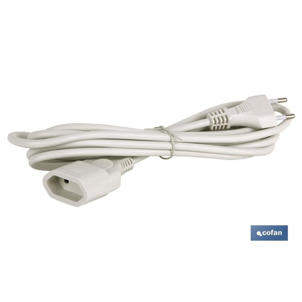 PROLONGADOR BIPOLAR 10A250V ESPIGAØ4 CABLE 3M BLANCO (PACK: 1 UDS)