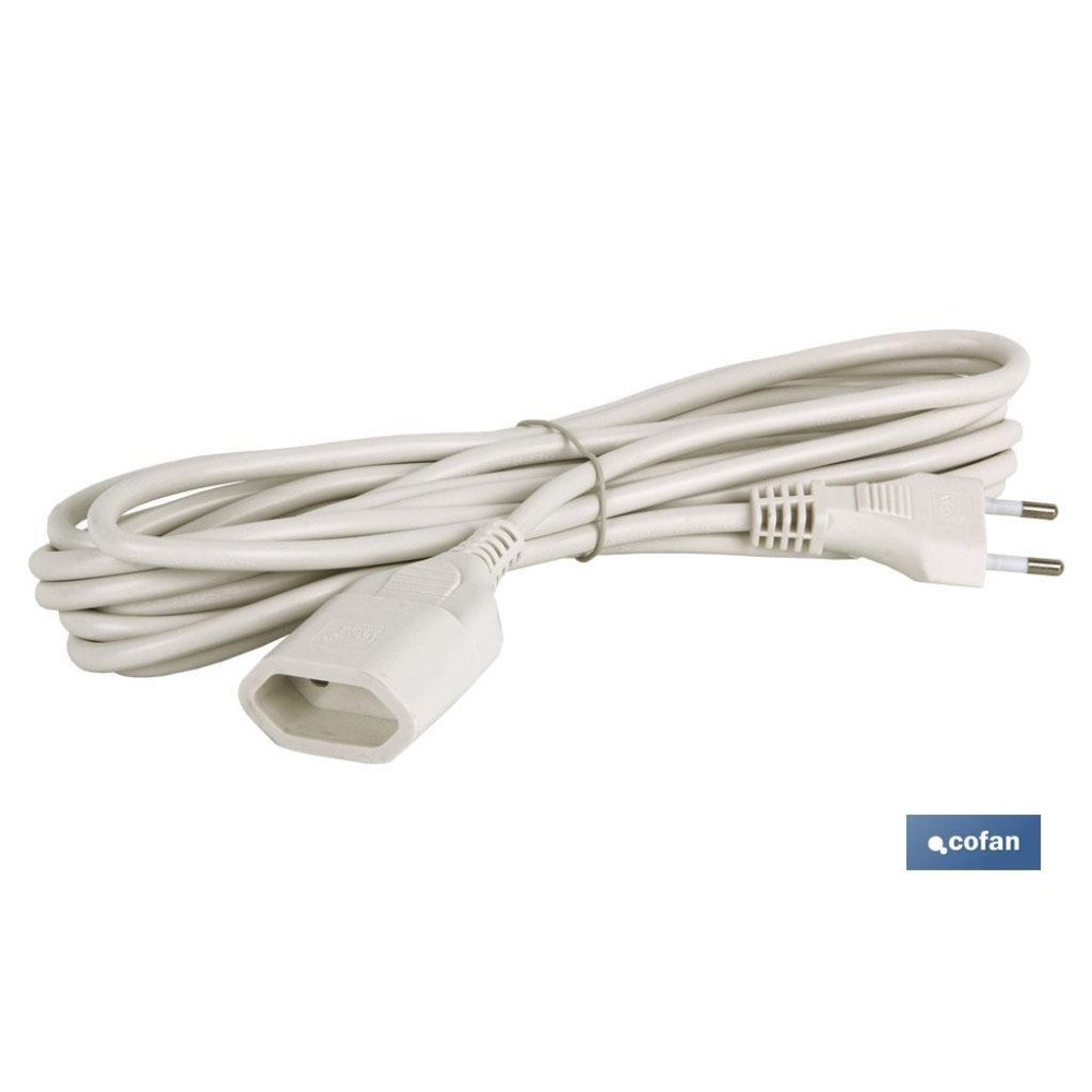 PROLONGADOR BIPOLAR 10A250V ESPIGAØ4 CABLE 5M BLANCO (PACK: 1 UDS)