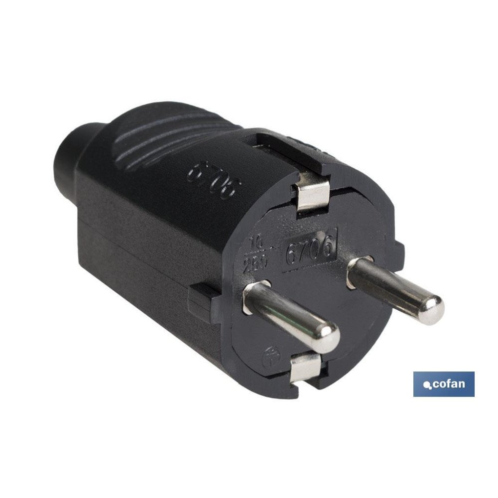 CLAVIJA BIPOLAR GOMA NEGRO (16A-250V) (PACK: 1 UDS)