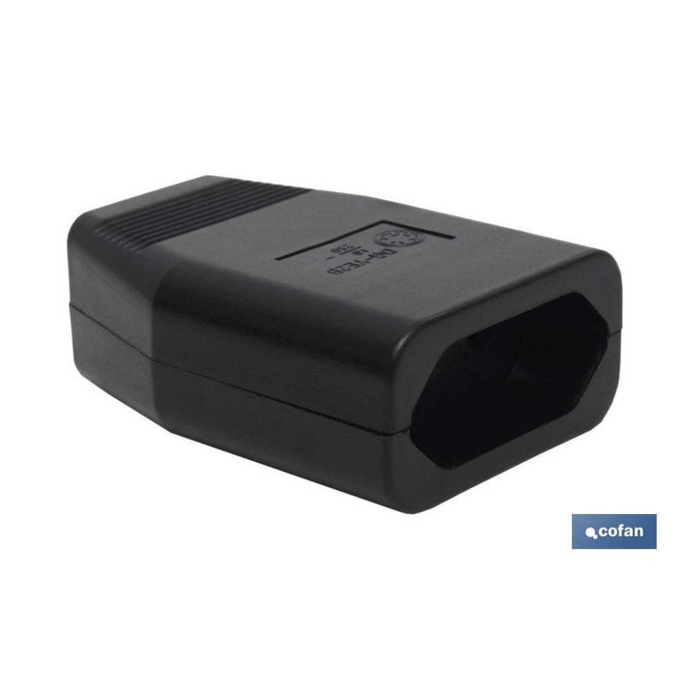 BASE ENCHUFE BIPOLAR AEREA NEGRA (10A-250V) (PACK: 1 UDS)