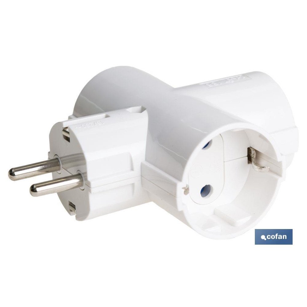 ADAPTADOR SCHUKO 3 VIAS  (16A-250V) (PACK: 1 UDS)