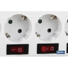 BASE MÚLTIPLE 6 TOMAS 1,5M+6 INT.INDIVIDUAL 16A-250V (PACK: 1 UDS)