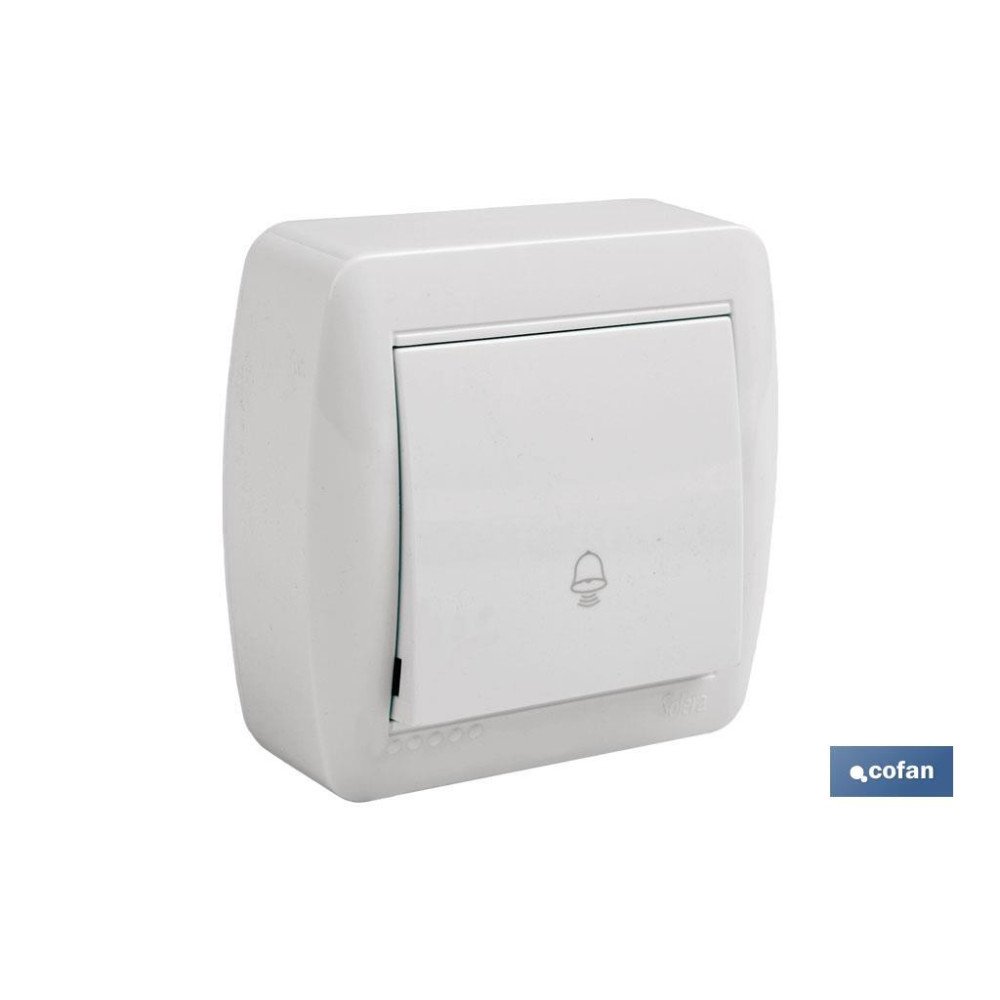 PULSADOR CAMPANA SUPERFICIE MODELO ATLANTIS 10A BLANCO (PACK: 1 UDS)