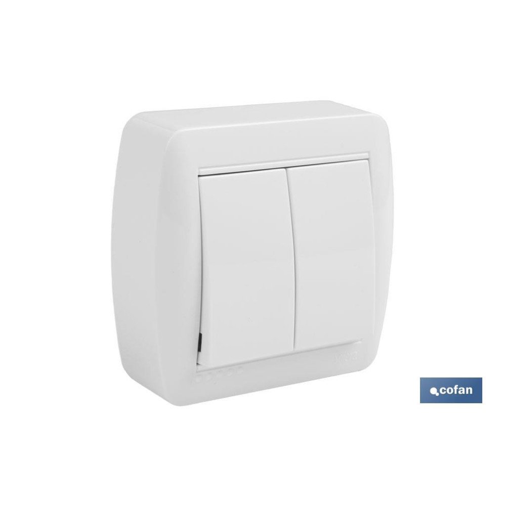 DOBLE INTERRUPTOR SUPERFICIE  MODELO ATLANTIS10A BLANCO (PACK: 1 UDS)