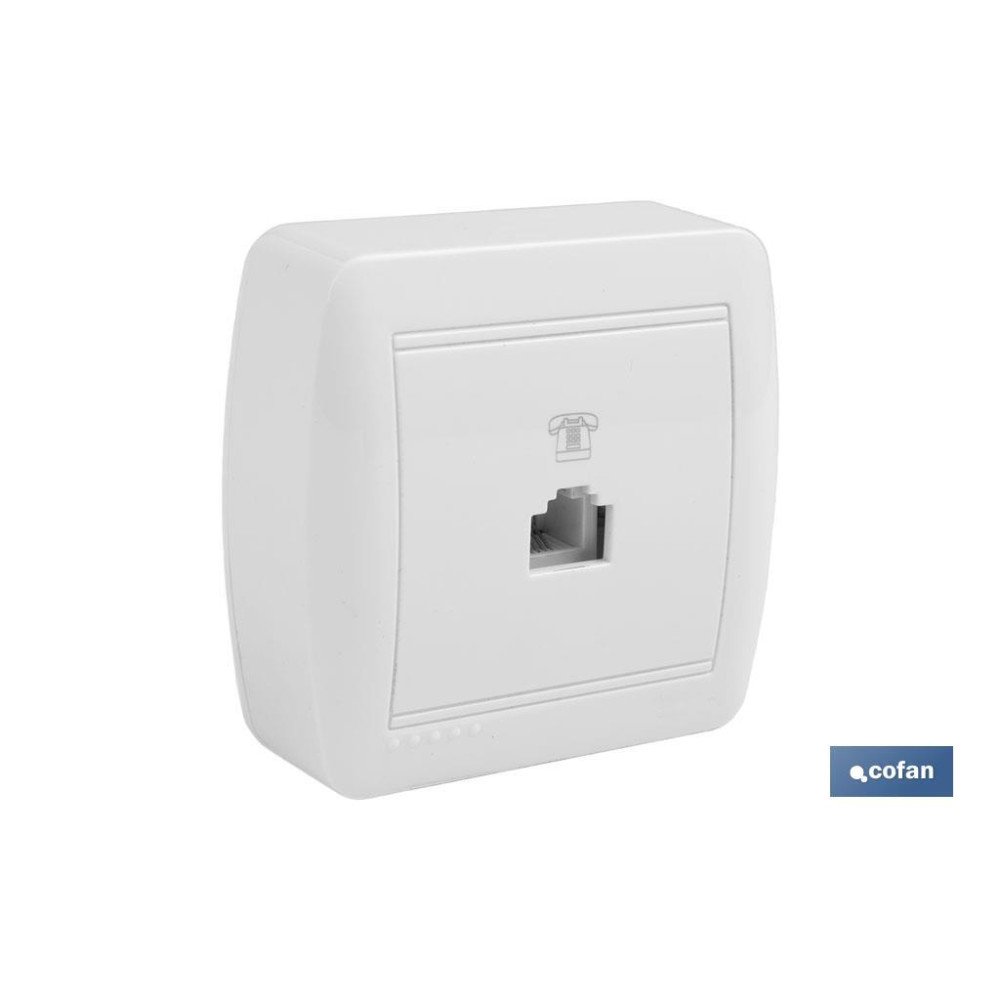 BASE TELEFONO RJ11 SUPERFICIE BLANCO MODELO ATLANTIS (PACK: 1 UDS)