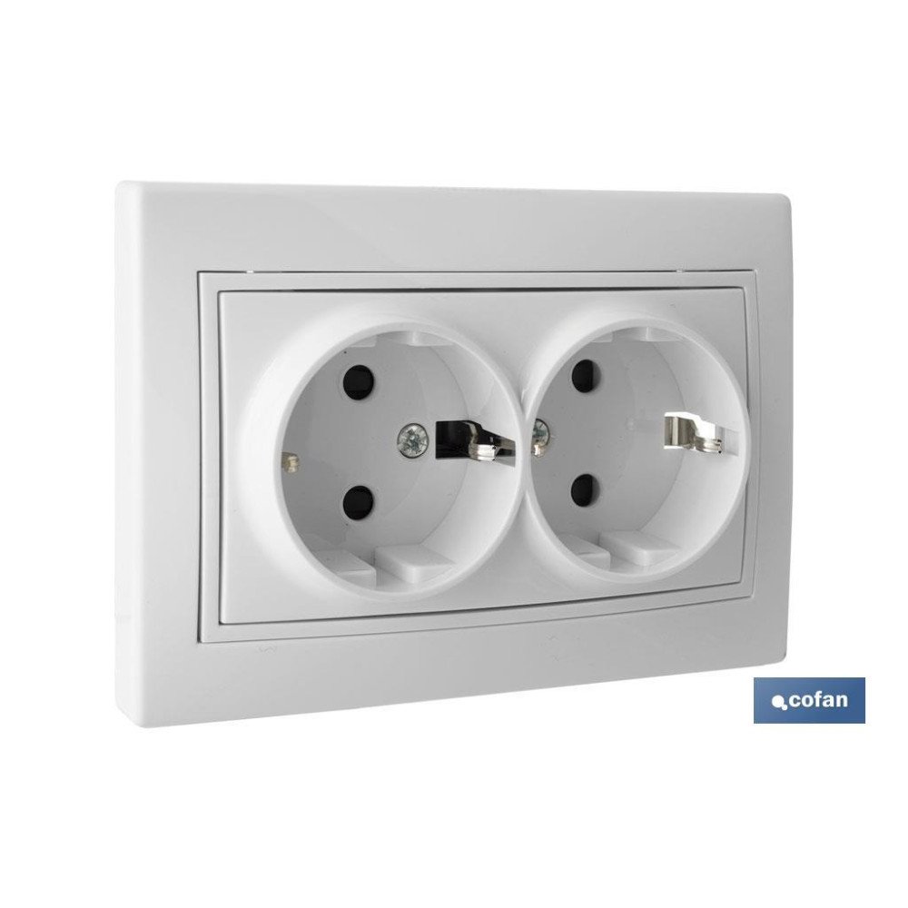 BASE DOBLE BIPOLAR MODELO PACIFIC 16A250V CON OBTURADOR Y EMBORNAMIENTO POR TORNILLO (PACK: 1 UDS)