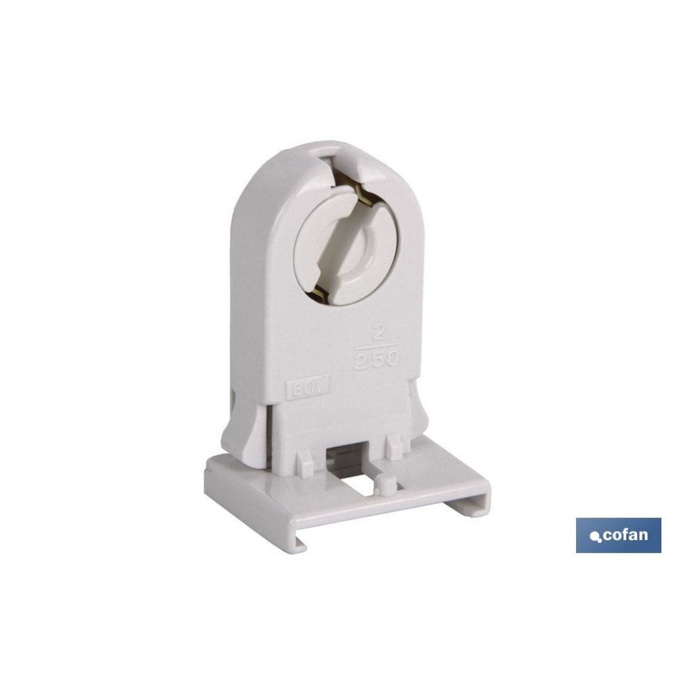 PORTALÁMPARAS DE FLUORESCENCIA 2A250V FIJACIÓN PATILLAS ELÁSTICAS LATERALES (PACK: 1 UDS)