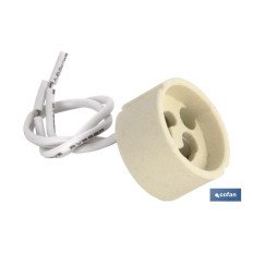 PORTALÁMPARAS CERÁMICA 2A250V CON CASQUILLO GZ10 Y 150MM CABLE (PACK: 1 UDS)