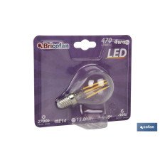 BOMBILLA LED ESFERICA FILAMENTO E14 4W 470LM 2700K (PACK: 1 UDS)