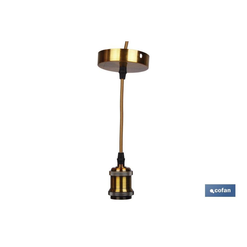 PORTALAMPARAS (CABLE+ROSETÓN) ORO E27 100X10CM (PACK: 1 UDS)