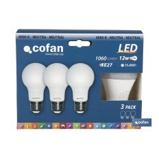 PACK DE 3 BOMBILLAS LED 12 W CLASSIC 240° 1060 LM 4000 K (PACK: 1 UDS)