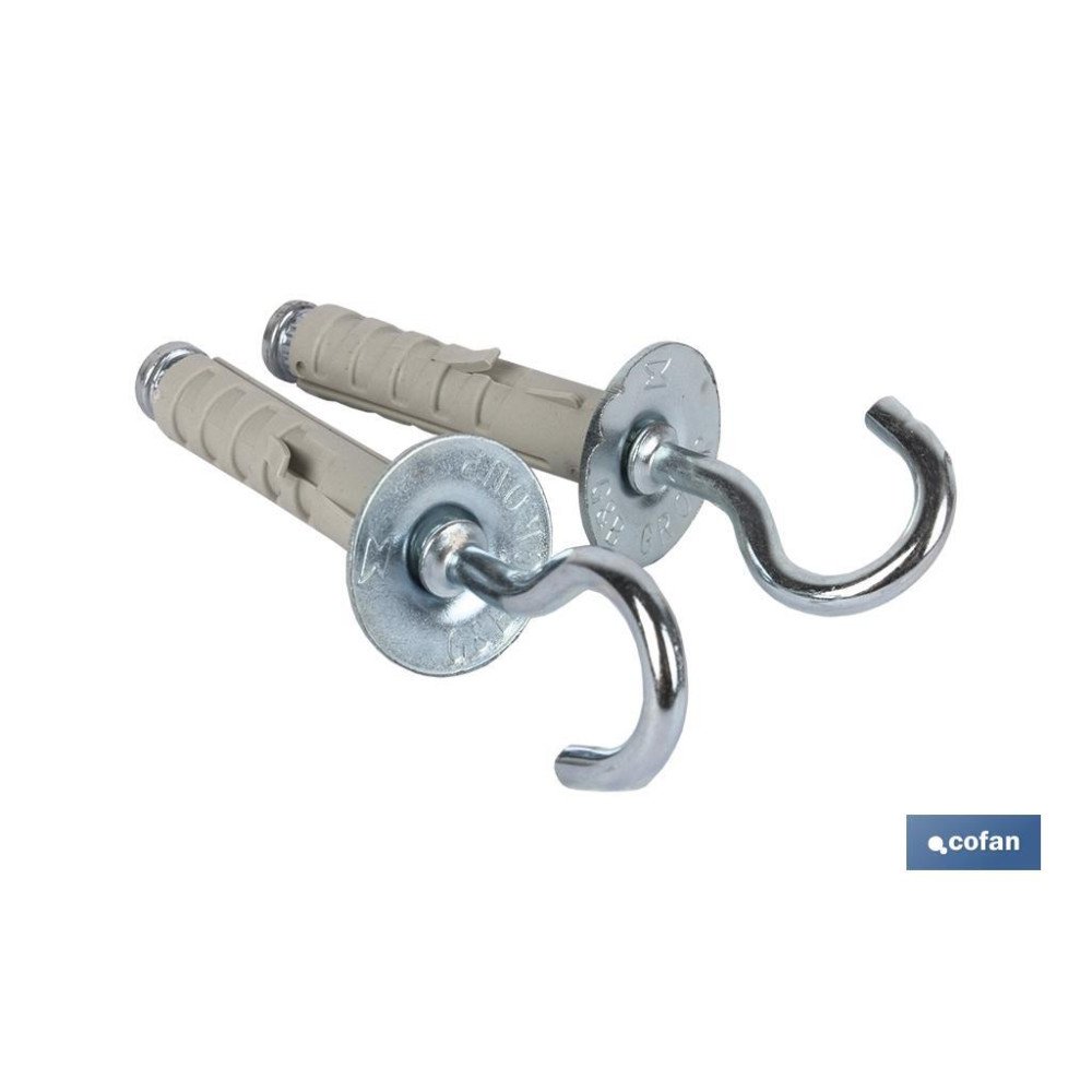 BLÍSTER DE 2 UDS. TACO DE NYLON CON GANCHO 4X40 VENTA UNITARIA (PACK: 1 UDS)