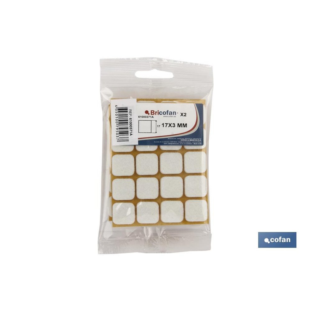 BL 2x20 UDS FIELTRO CUADRADO BLANCO 17X17X3MM (PACK: 10 UDS)