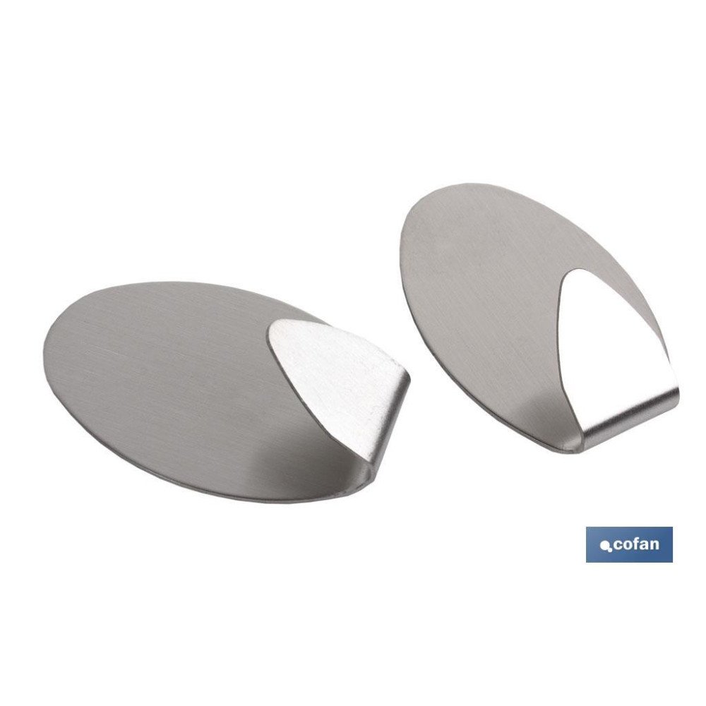 2 UDS COLGADOR AUTOADH. OVAL INOX GRANDE (PACK: 1 UDS)