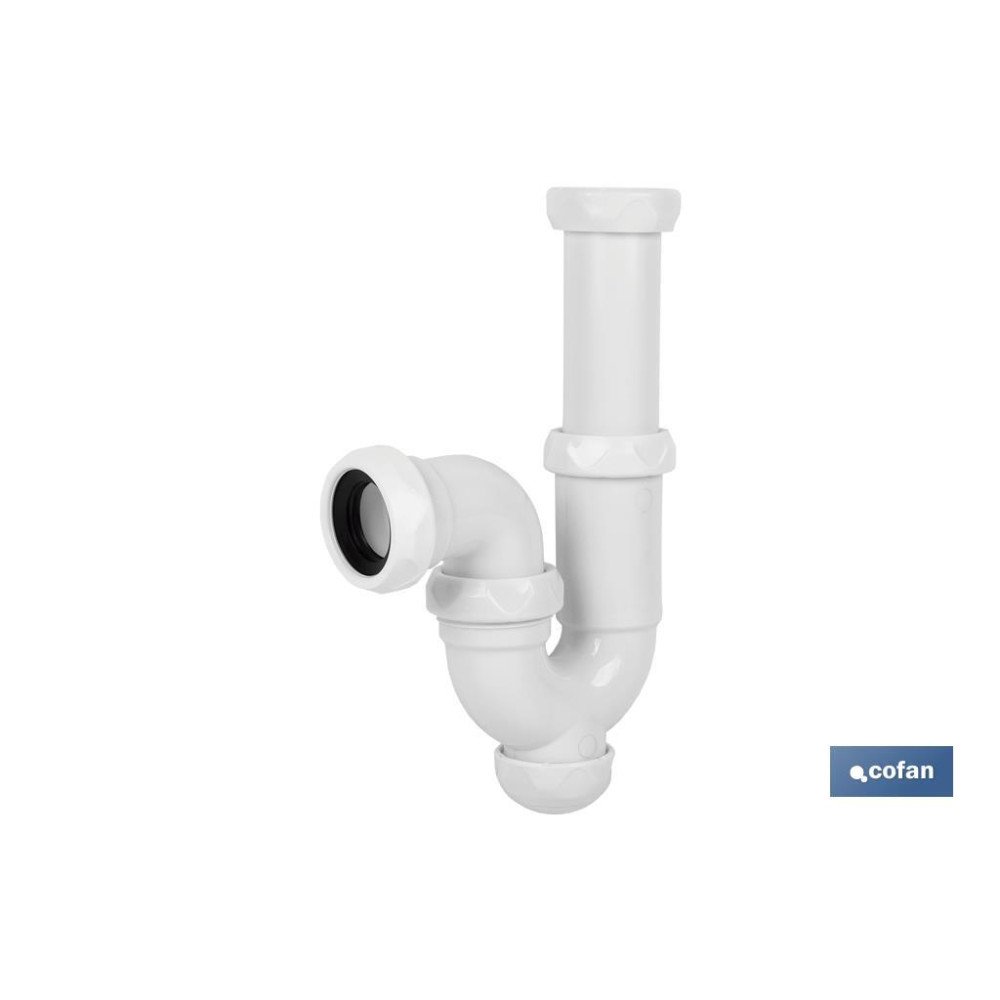 SIFÓN CURVO CON SALIDA Ø32-40 Y VÁLVULA LAVABO BIDÉ 1 1/2 x 70 (PACK: 1 UDS)