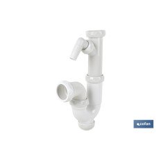 SIFÓN CURVO CON SALIDA Ø32-40, RACOR 1 1/2 Y TOMA AUXILIAR (PACK: 1 UDS)